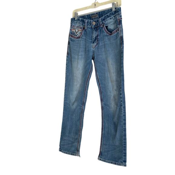 Womens Black Denim Mid Wash Faded Western Cowgirl Low Rise Boot Cut Jeans 30 - Picture 3 of 15